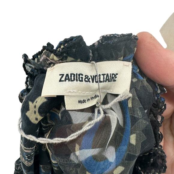 Zadig & Voltaire Top Talisa Print Blouse In Noir Sheer Paisley Black Size Small - Picture 11 of 13